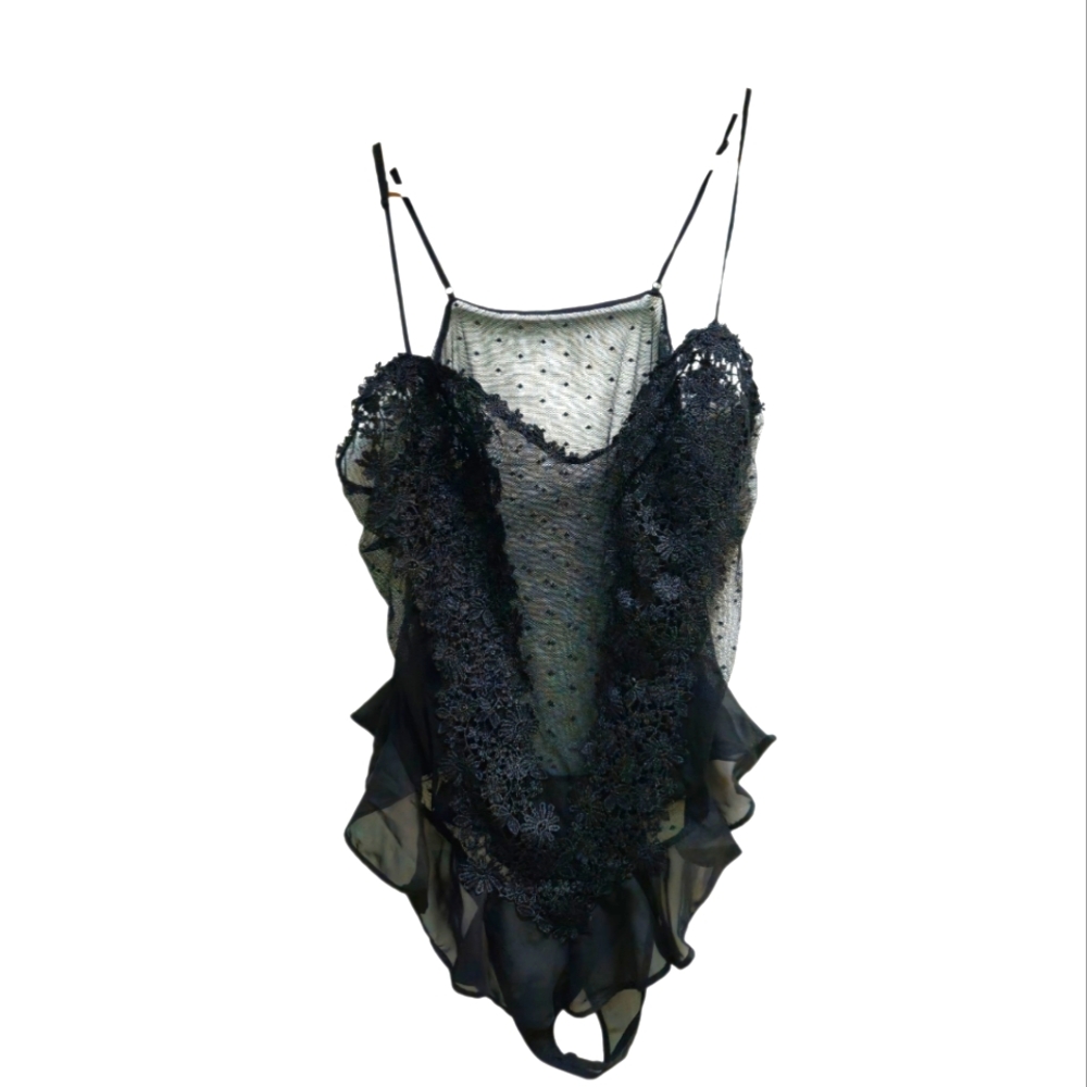 Elegant Black Lace Lingerie Bodysuit Plus Size 2X Gothic Whimsigoth Y2K Sexy